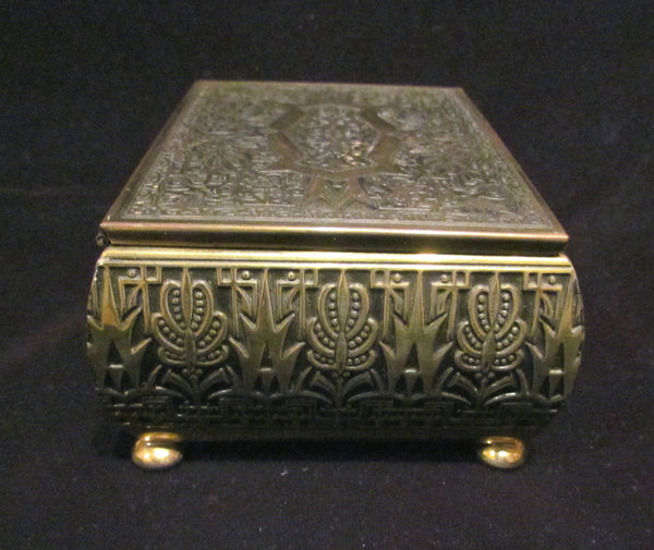 Vintage Gold Cigarette Box Brass Tabletop Cigarette Case Trinket Box Jewelry Box