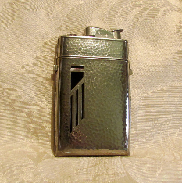 Evans Cigarette Case Lighter Art Deco Silver Black Enamel Boxed Excellent Working Condition
