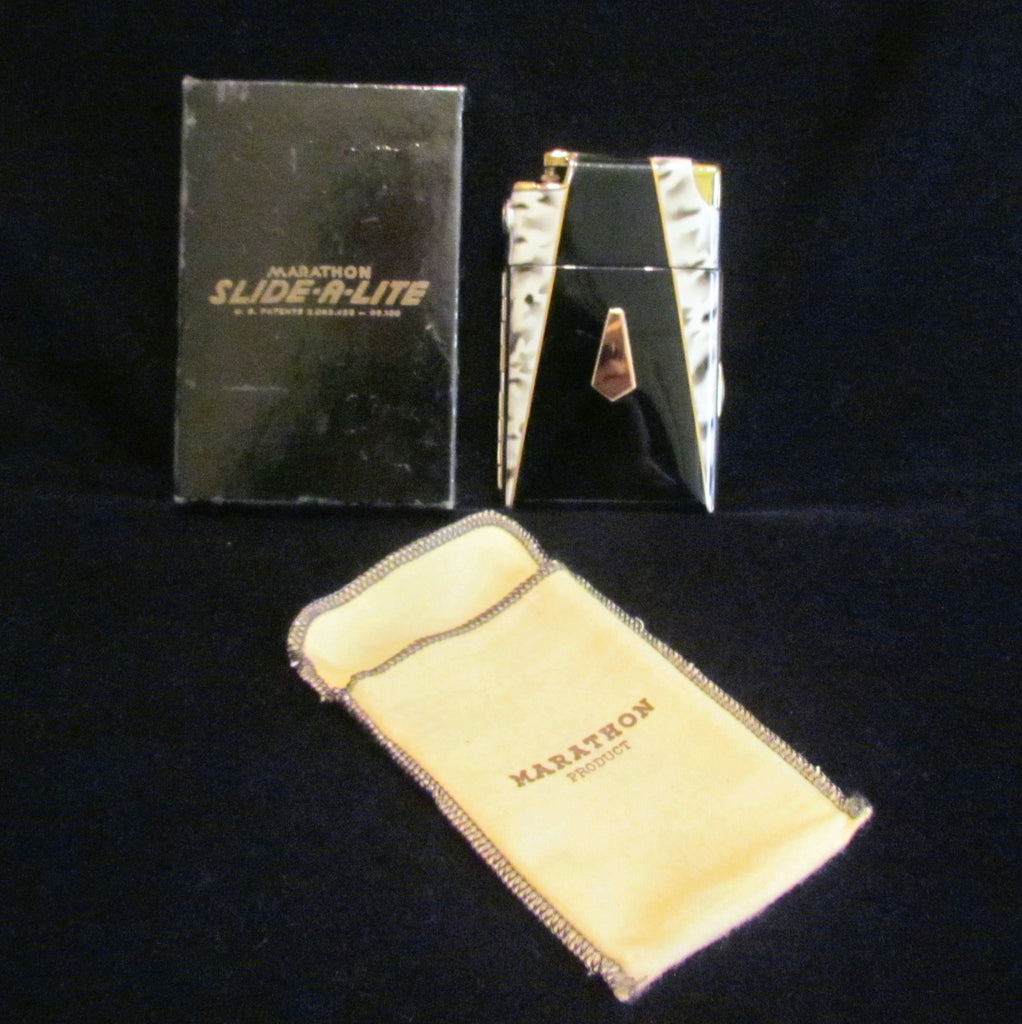 Art Deco Vintage Marathon USA Cigarette Lighter Holder Case