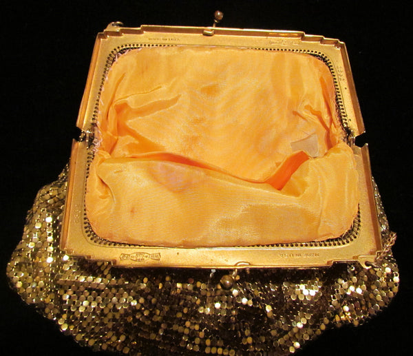 Vintage Whiting & Davis Gold Mesh Purse 1930's Art Deco Purse Wedding Bridal Formal Evening Bag