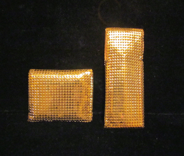 Gold Mesh Comb And Mirror Purse Accessories Vintage Holder Set 1940's Whiting & Davis