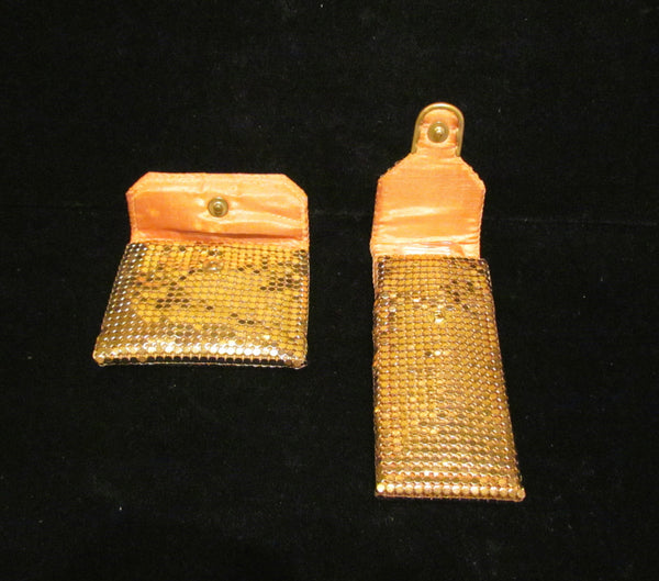 Gold Mesh Comb And Mirror Purse Accessories Vintage Holder Set 1940's Whiting & Davis