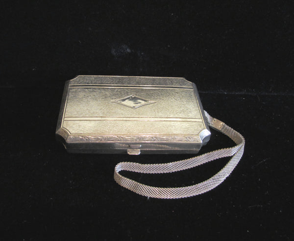 Dermay Silver Plated Compact Purse 1910's Wristlet Purse